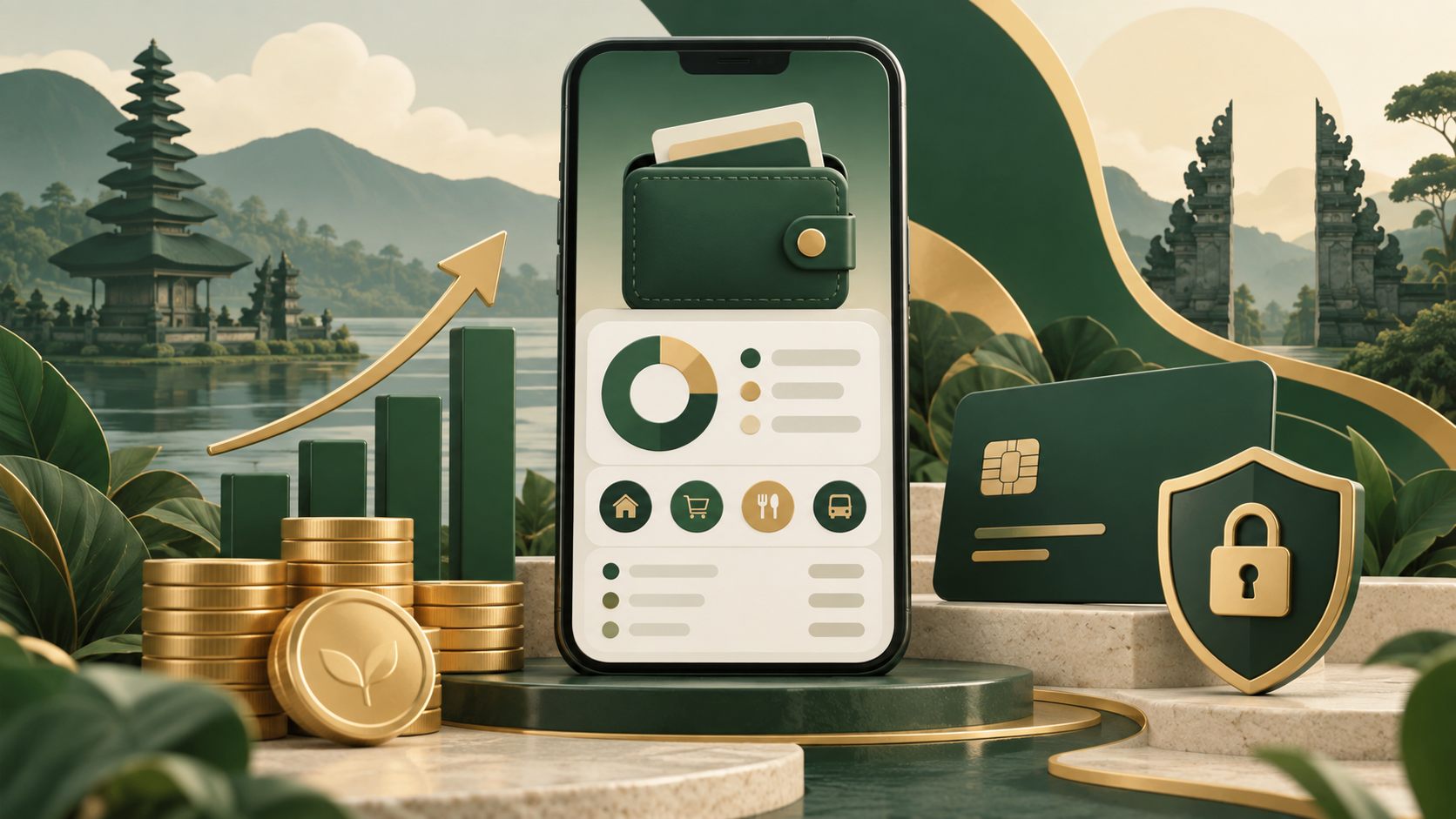 Ilustrasi keuangan digital dan dompet digital USD777