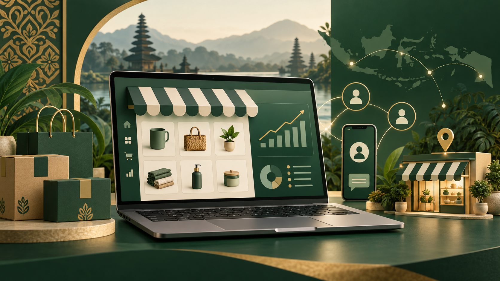 Ilustrasi bisnis digital dan teknologi usaha USD777