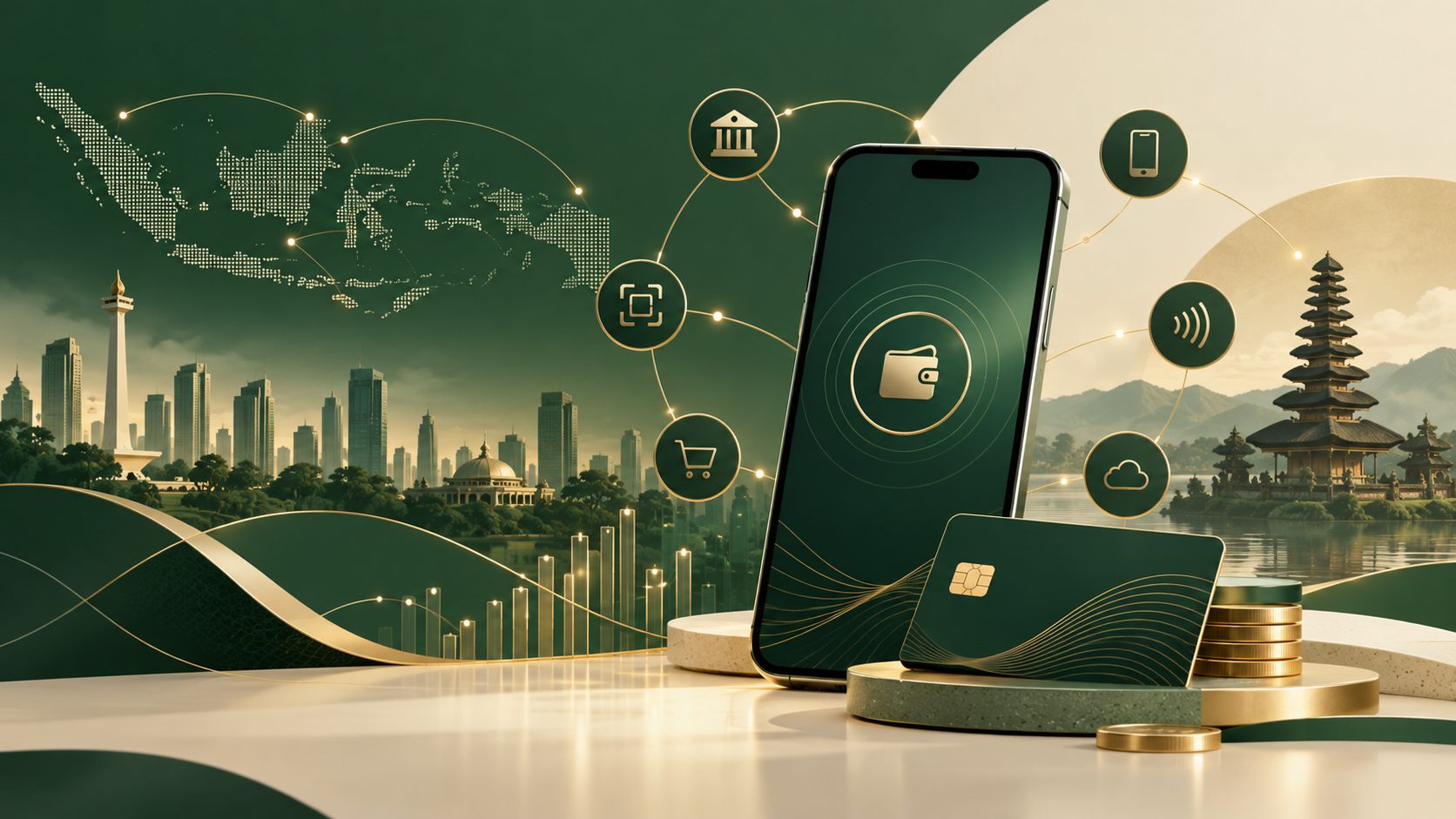 Ilustrasi teknologi finansial dan fintech USD777